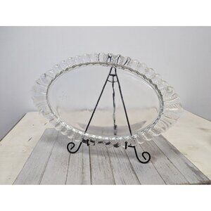 Vintage Pressed Glass Tray Plate Platter 15" by 9 1/4" Scalloped